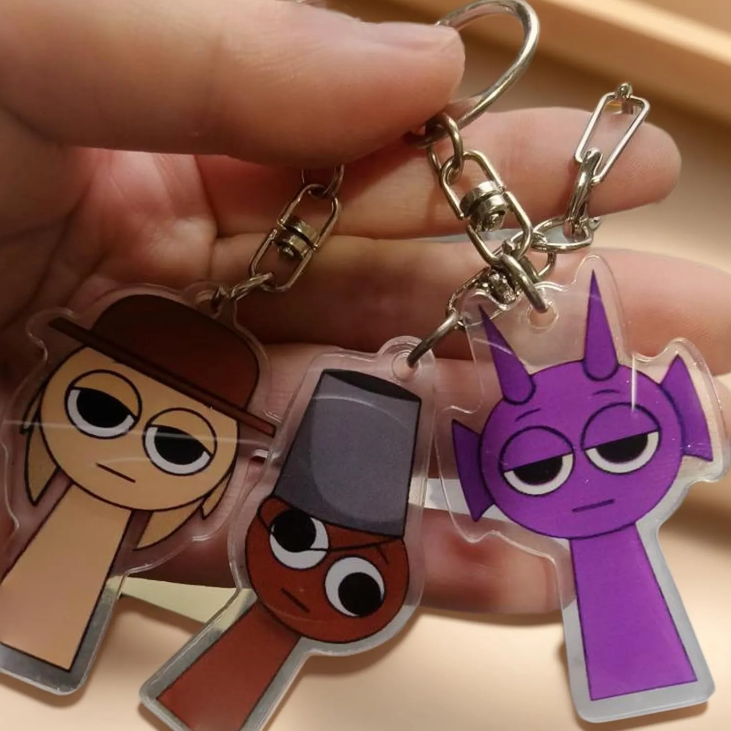 Sprunki Funny Key Chain, Sprunki Cute Mini Key or Backpack Pendant, Sprunki Music Rhythm Box Style Pendant.
