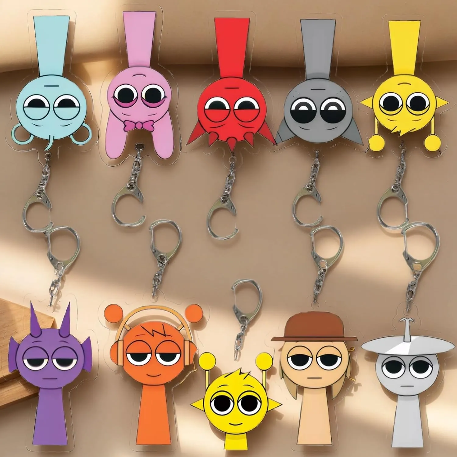 Sprunki Funny Key Chain, Sprunki Cute Mini Key or Backpack Pendant, Sprunki Music Rhythm Box Style Pendant.