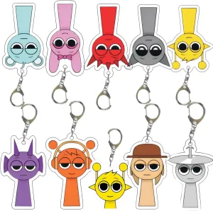 Sprunki Funny Key Chain, Sprunki Cute Mini Key or Backpack Pendant, Sprunki Music Rhythm Box Style Pendant.