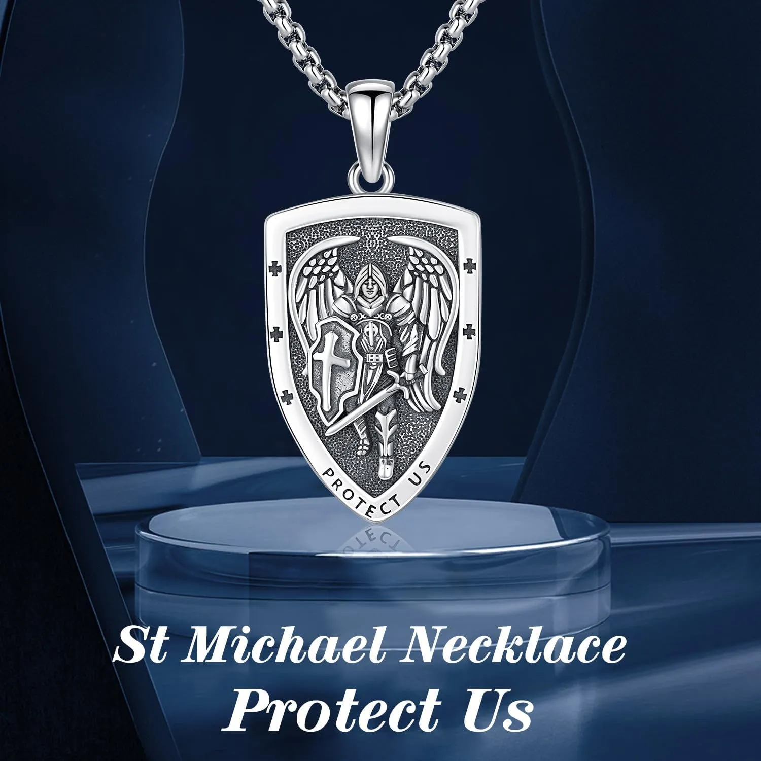 St Christopher/Benedict/Michael Pendant for Men, S925 Sterling Silver Cross Pendants Medals Protection Religious Amulet Jewelry For Men Women