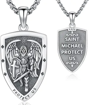 St Christopher/Benedict/Michael Pendant for Men, S925 Sterling Silver Cross Pendants Medals Protection Religious Amulet Jewelry For Men Women