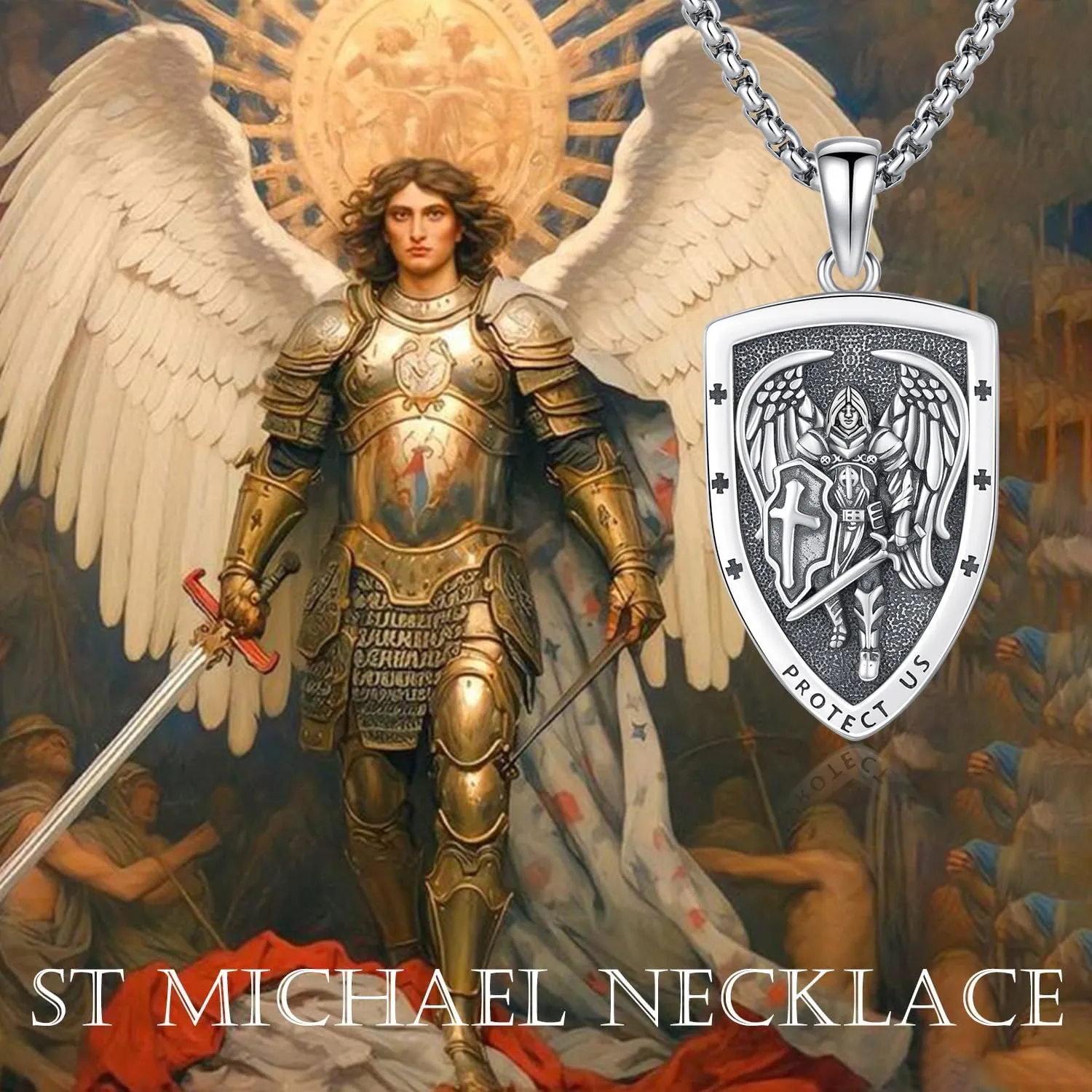 St Christopher/Benedict/Michael Pendant for Men, S925 Sterling Silver Cross Pendants Medals Protection Religious Amulet Jewelry For Men Women