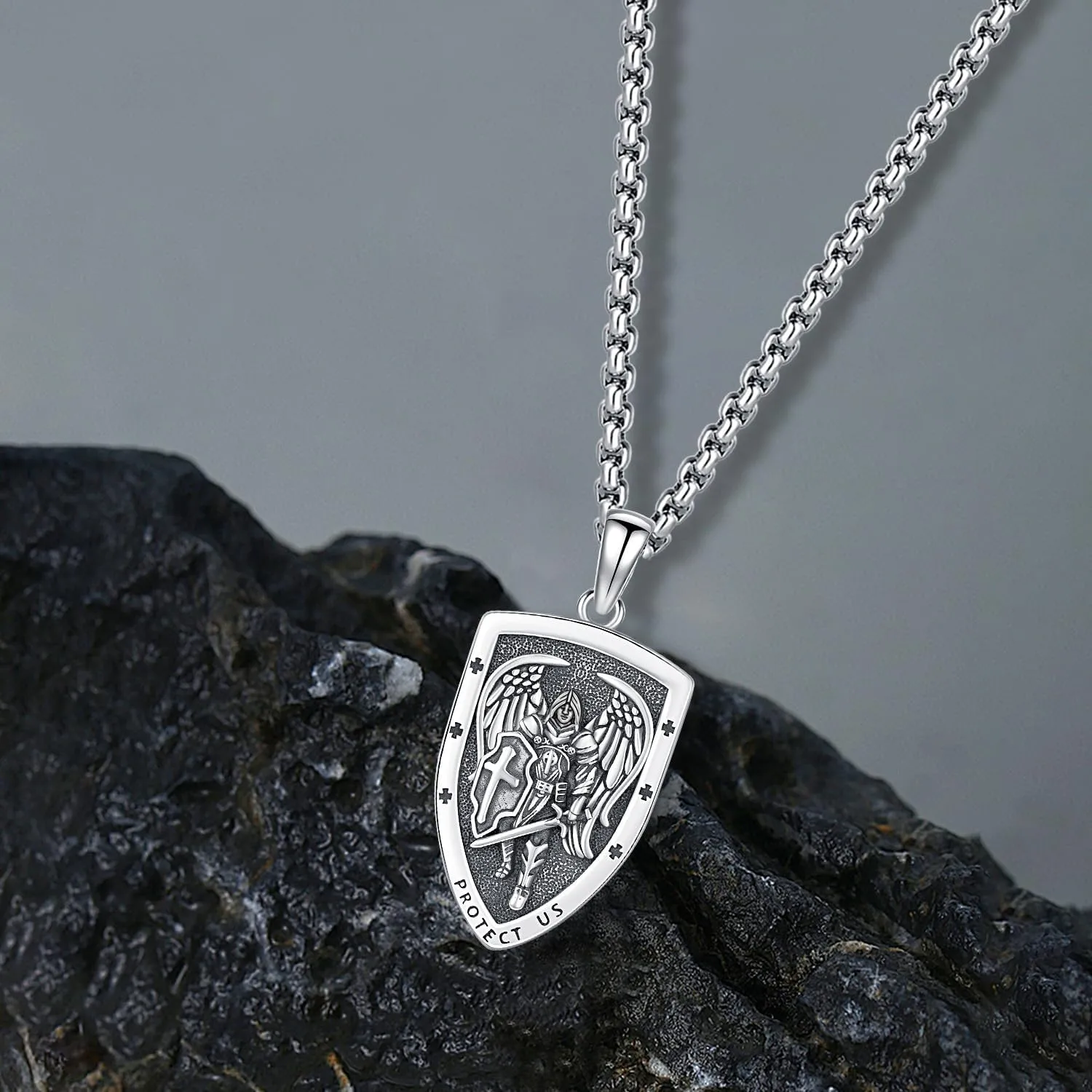 St Christopher/Benedict/Michael Pendant for Men, S925 Sterling Silver Cross Pendants Medals Protection Religious Amulet Jewelry For Men Women