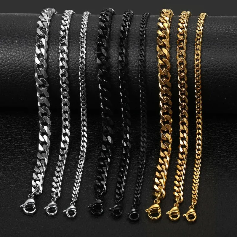 Stainless Steel Curb Cuban Link Chain Bracelets