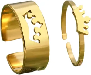 Stainless Steel Rings Vintage Butterfly Heart Crown Goth Adjustable Couple Ring For Women Jewelry Engagement Wedding-NG29