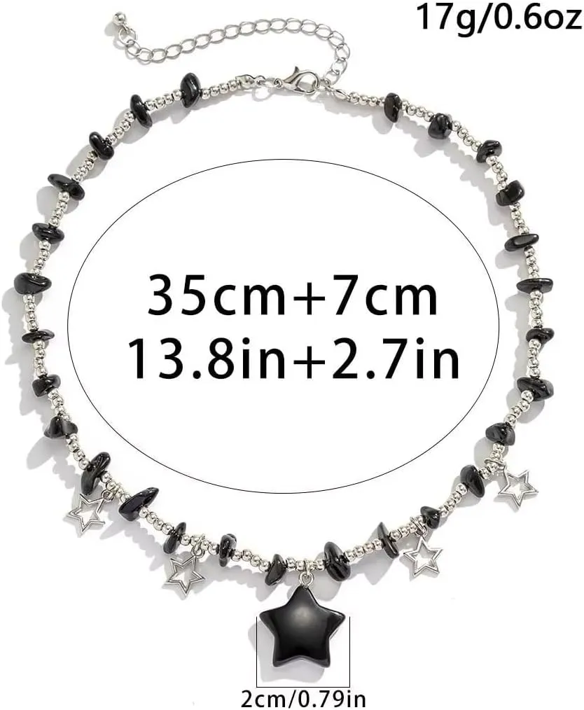 Star Charms Pendant Choker Y2K Healing Crystal Necklace Summer Jewelry with Silver Chains for Women