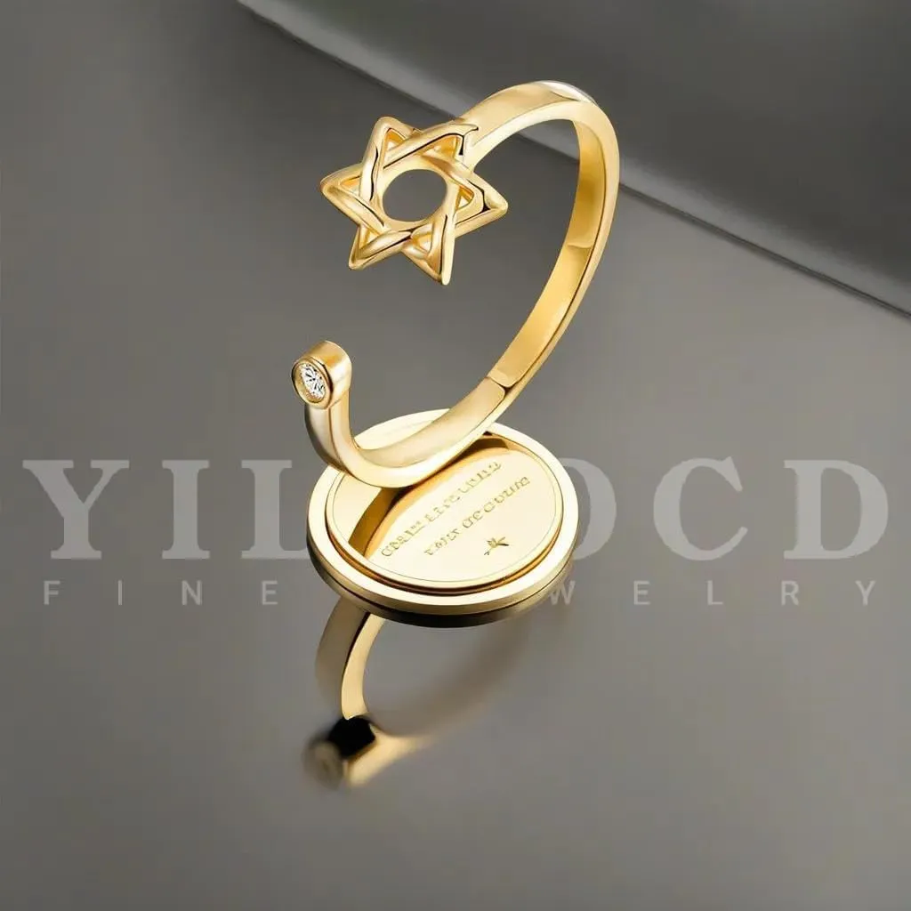 Star of David Zircon Ring for Women, Simple Magen David Wiccan Amulet, Hexagram Adjustable Rings Jewish Jewelry