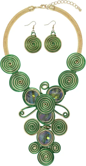 Statement African Necklace For Women African Jewelry Costume Earring Sets Tribal Fashion Colorful Big Rhinestone Crystal Pendent Collar Choker Bold Chunky Bib Handmade