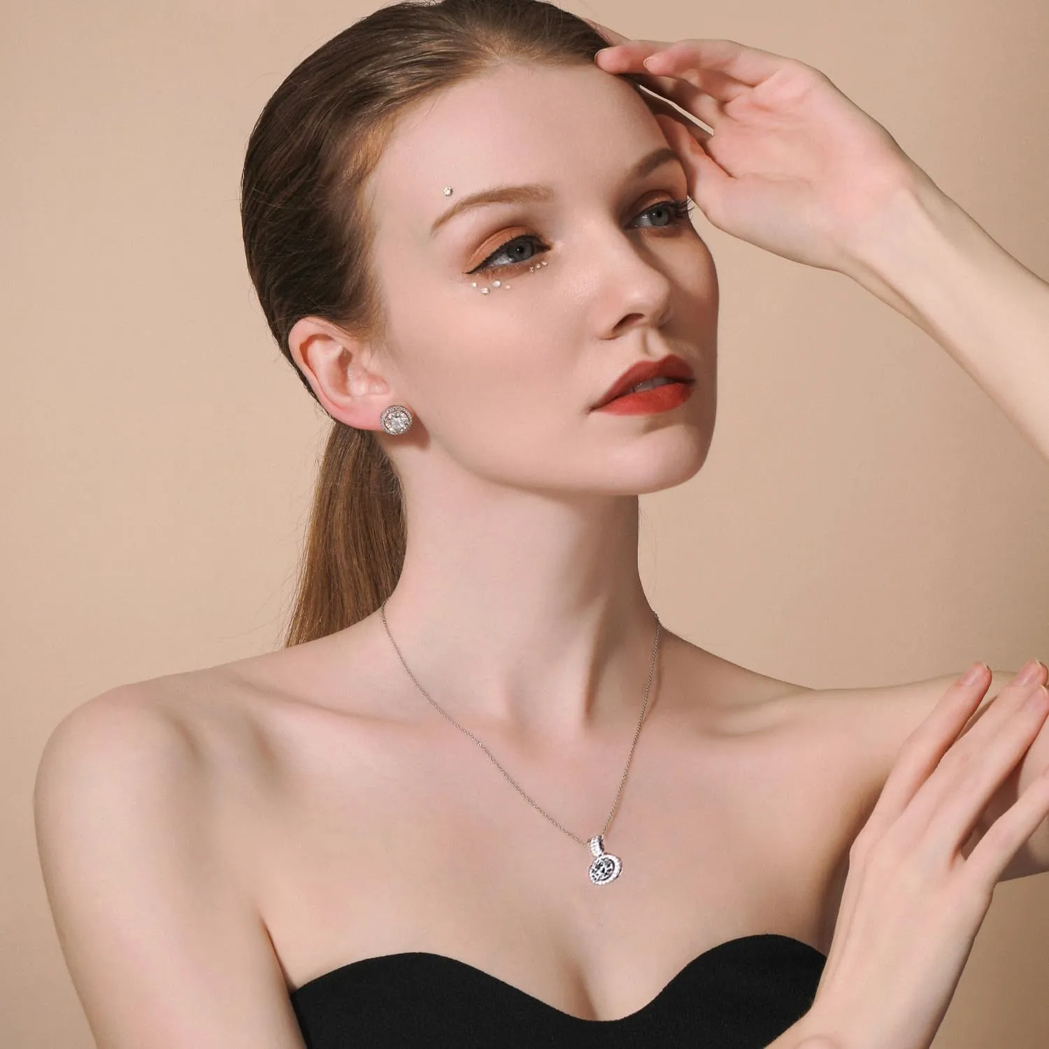 Sterling Siliver Moissanite Pendant Necklace for Women Created Moissanite Diamond Necklaces 18K White Gold Plated Fine Jewelry for Wedding Engagement Velentines Christmas