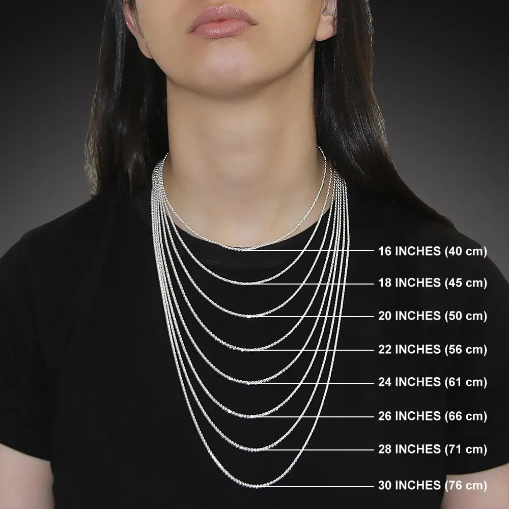 Sterling Silver 1mm Box Chain Necklace for Men and Women Assorted Finishes Nickel Free Italy 14-36 inch lengths