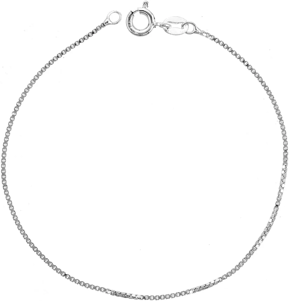 Sterling Silver 1mm Box Chain Necklace for Men and Women Assorted Finishes Nickel Free Italy 14-36 inch lengths