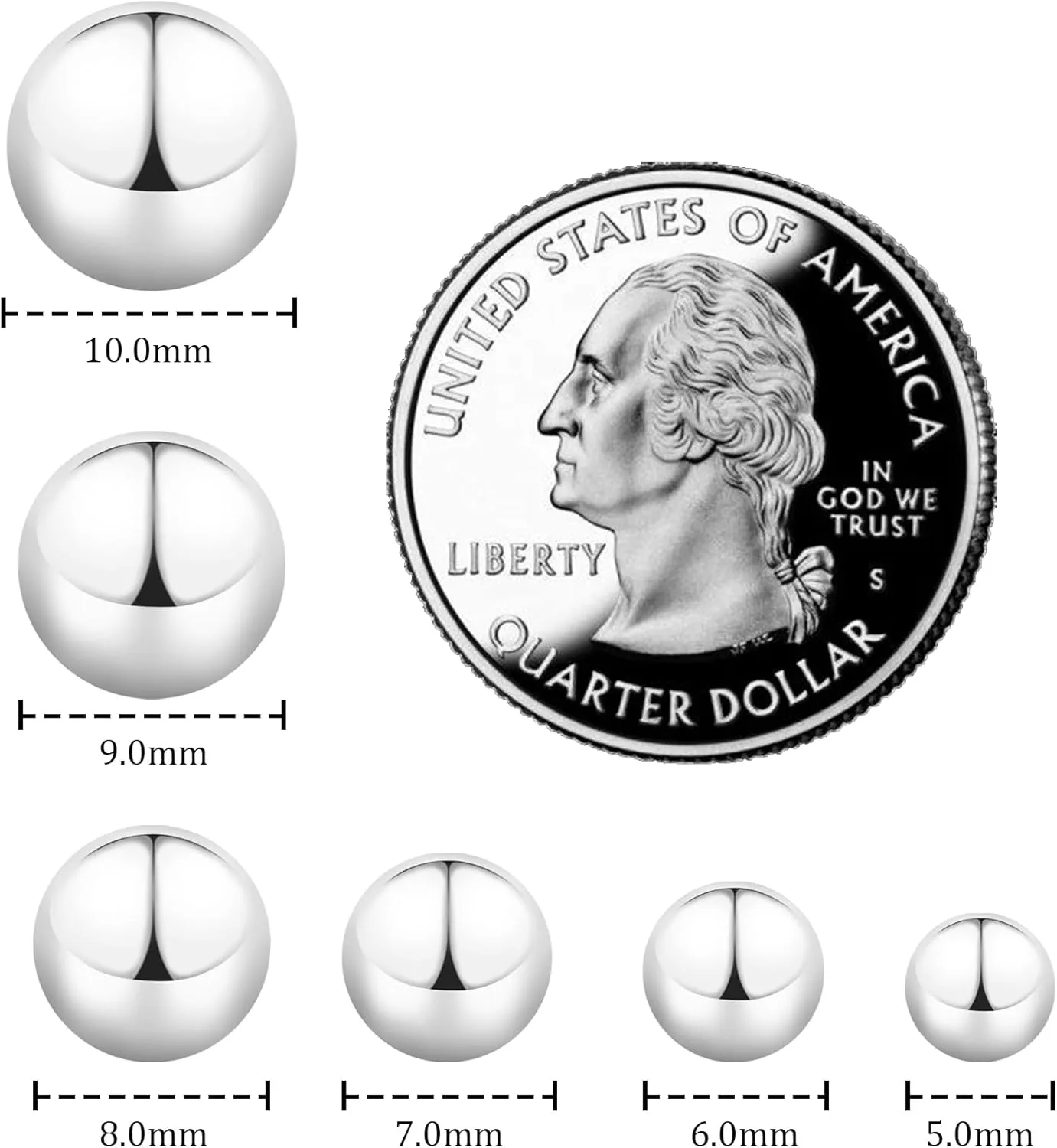 Sterling Silver Ball Earrings for Women, Classic Hypoallergenic Silver Stud Earrings, 5mm-10mm Silver Ball Ear Studs  Ideal for Everyday Wear at Any Occasions