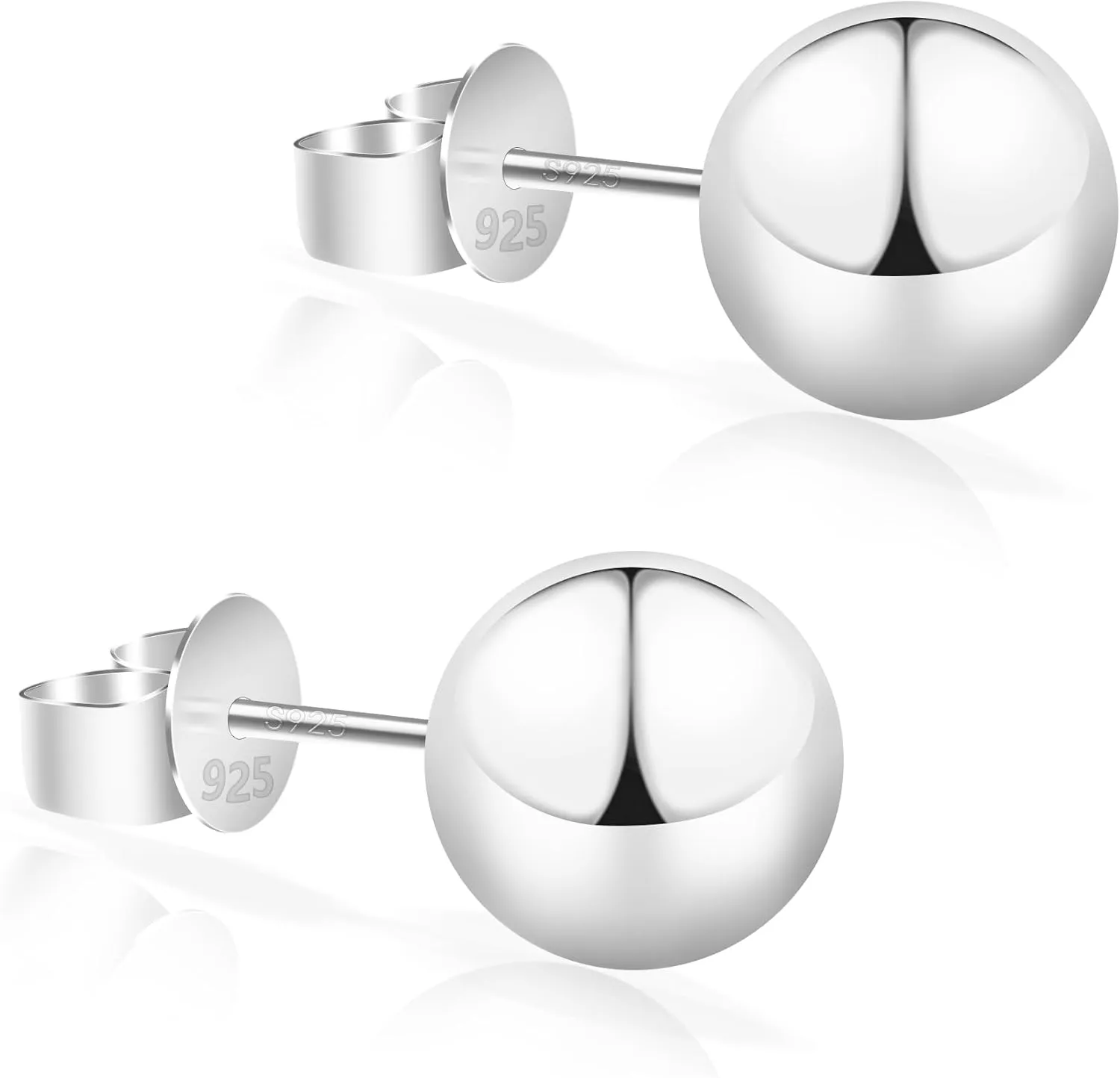 Sterling Silver Ball Earrings for Women, Classic Hypoallergenic Silver Stud Earrings, 5mm-10mm Silver Ball Ear Studs  Ideal for Everyday Wear at Any Occasions