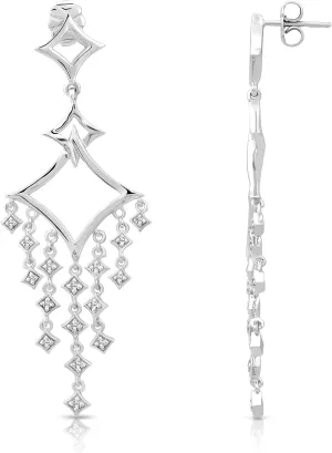 Sterling Silver Diamond Chandelier Drop and Dangle Earrings (1/5 cttw, I-J Color, I2-I3 Clarity)