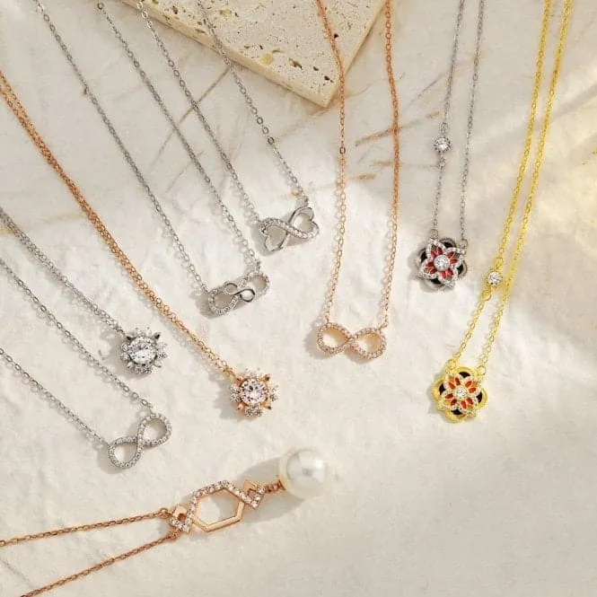 Sterling Silver Gold Plated Sparkling Zirconia Lucky 4 Leaf Necklace ERLN026