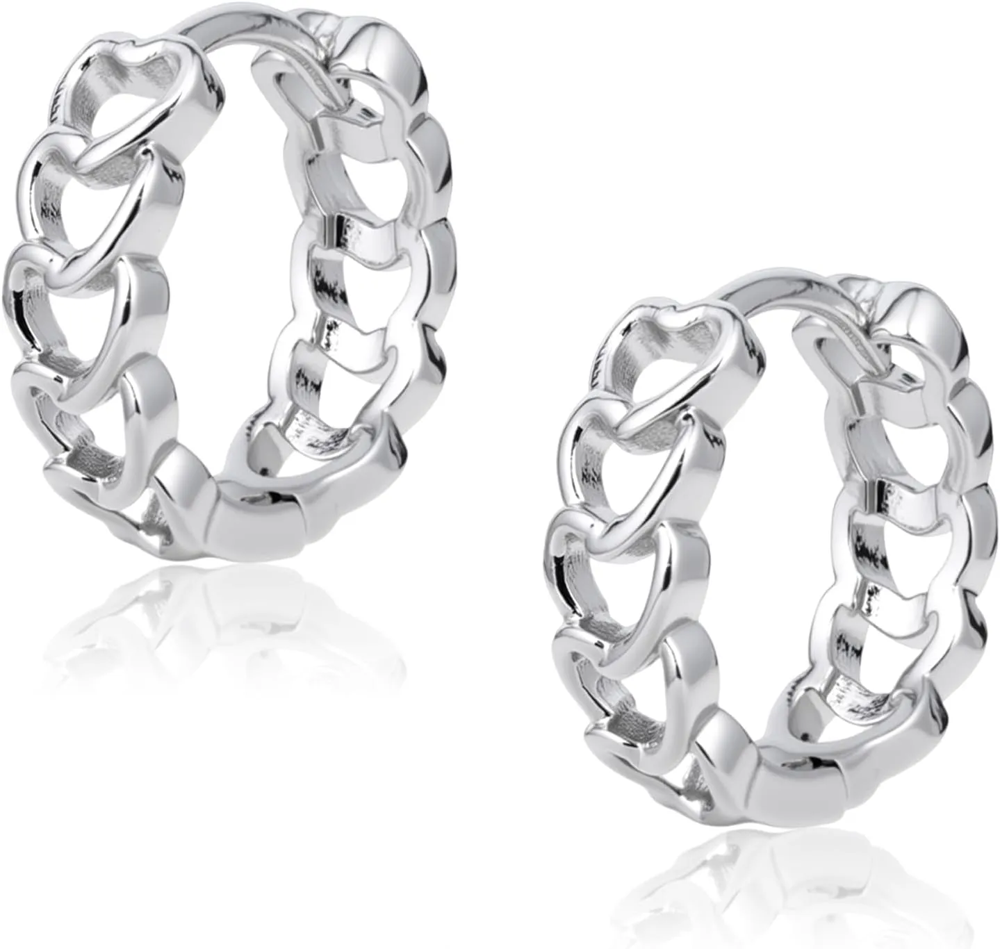 Sterling Silver Heart Huggie Hoop Earrings for Women Small Silver Hoops for Love Mother's Day