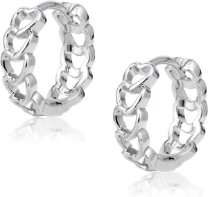 Sterling Silver Heart Huggie Hoop Earrings for Women Small Silver Hoops for Love Mother's Day