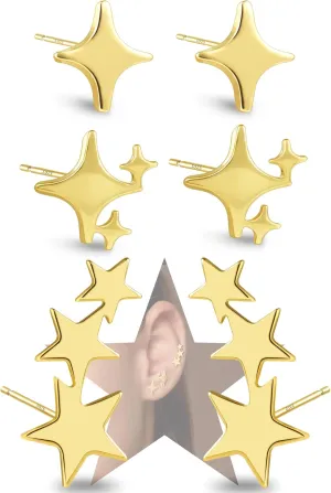 Sterling Silver Star Earrings Hypoallergenic Small Stud Earrings for Women