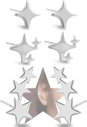 Sterling Silver Star Earrings Hypoallergenic Small Stud Earrings for Women
