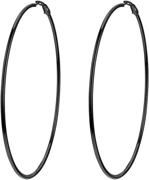 Stylish Hoop Earrings for Women, Black/18K Gold Plated Stainless Steel Hoop Earrings Hypoallergenic, 50mm/70mm/100mm, Come with Box