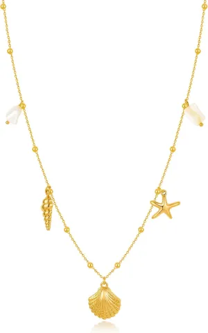 Summer Charms Necklace for Women Conch Seashell Starfish Pendant Choker Necklace Fashion Boho Beach Ocean Jewelry