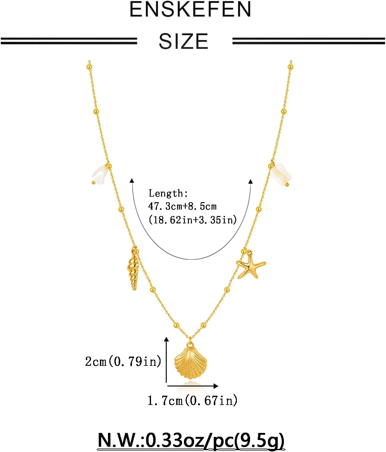 Summer Charms Necklace for Women Conch Seashell Starfish Pendant Choker Necklace Fashion Boho Beach Ocean Jewelry