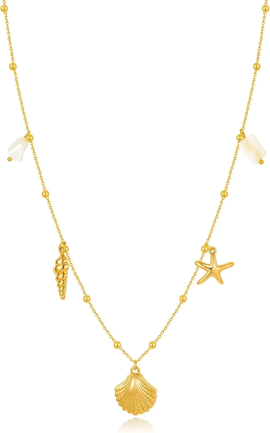 Summer Charms Necklace for Women Conch Seashell Starfish Pendant Choker Necklace Fashion Boho Beach Ocean Jewelry