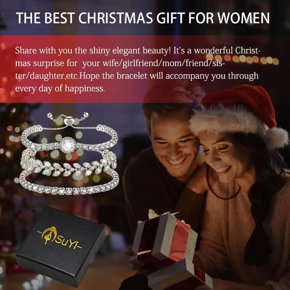 Suyi Tennis Bracelet Cubic Zirconia Bracelet Gold/Silver Plated Bracelets for Women