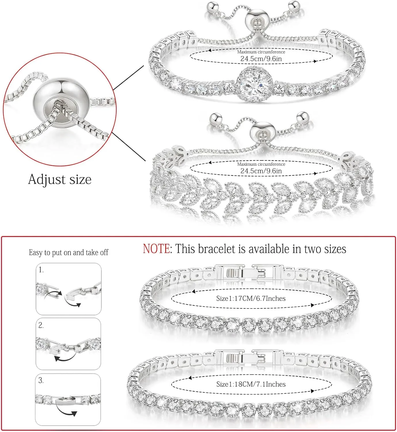 Suyi Tennis Bracelet Cubic Zirconia Bracelet Gold/Silver Plated Bracelets for Women