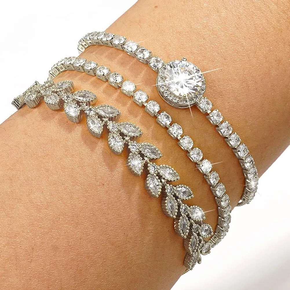 Suyi Tennis Bracelet Cubic Zirconia Bracelet Gold/Silver Plated Bracelets for Women