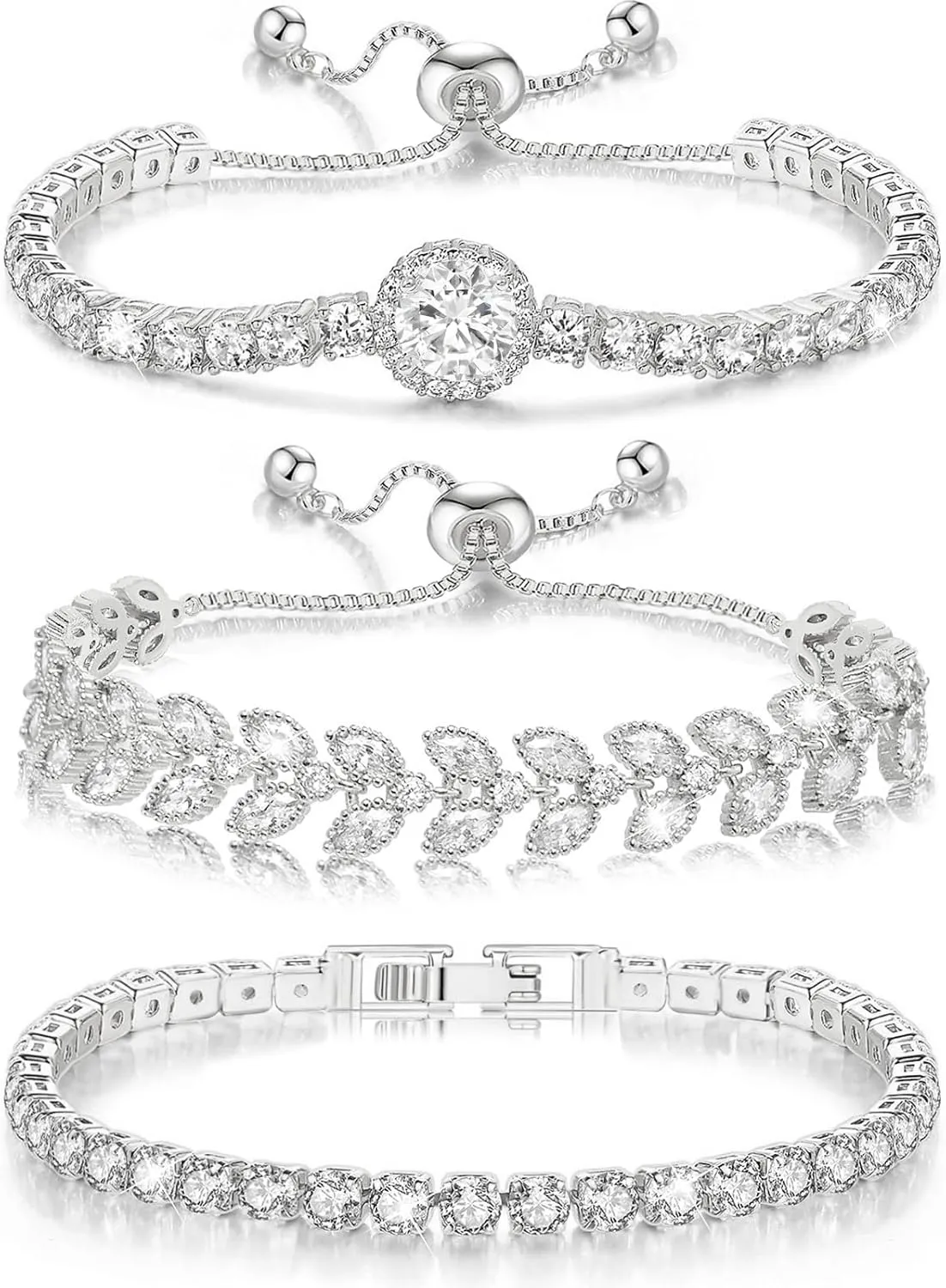 Suyi Tennis Bracelet Cubic Zirconia Bracelet Gold/Silver Plated Bracelets for Women