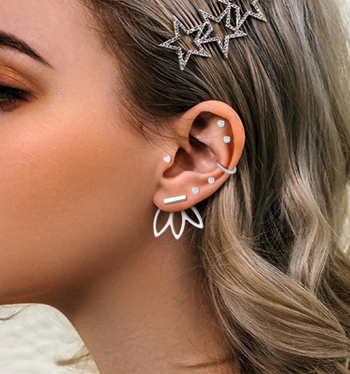TAMHOO 20 Pairs Flat Back Earrings for Women and Teen Girls- Gold Plated Screwback Earring with Diverse Designs, Perfect for Multiple Piercings and Everyday Wear