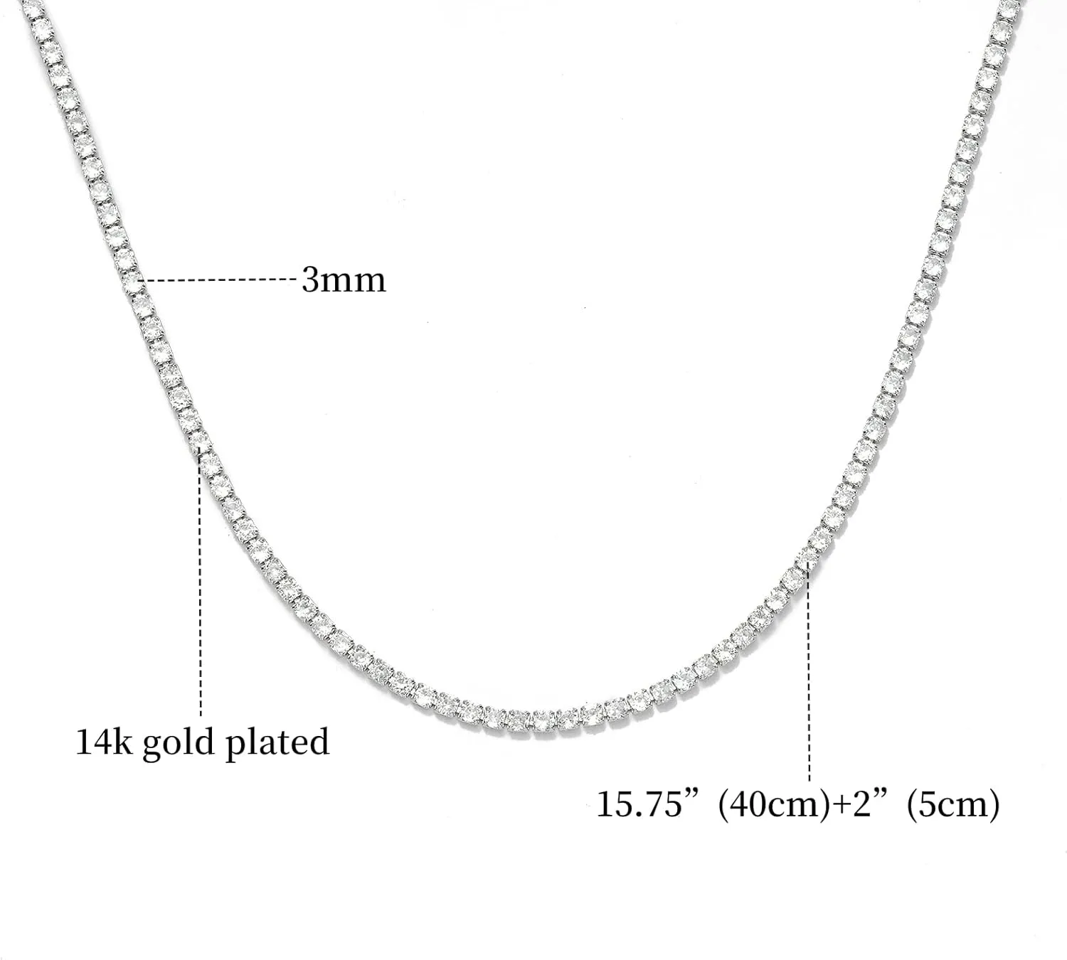 Tennis Necklaces for Women Dainty 14K Gold Plated Diamond Tennis Choker Necklace Sparkly Rhinestone Necklace Bling Cubic Zirconia Necklace Tennis Chain for Women Men