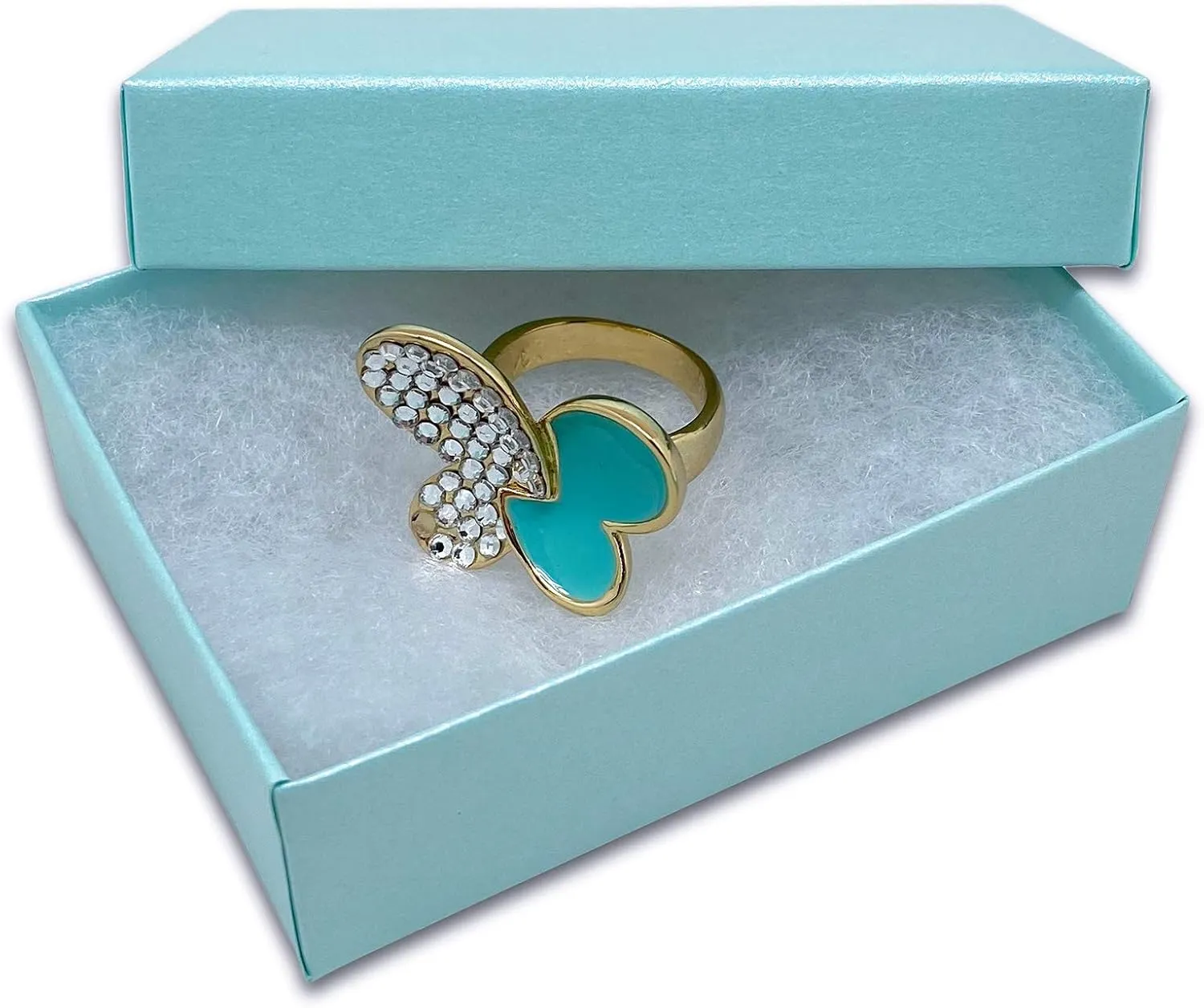 TheDisplayGuys - 25-Pack #32 Cotton Filled Cardboard Paper Jewelry Boxes Gift Case - Pearl Teal (3.3" x 2.3" x 1.0") - for Shipping or Storage
