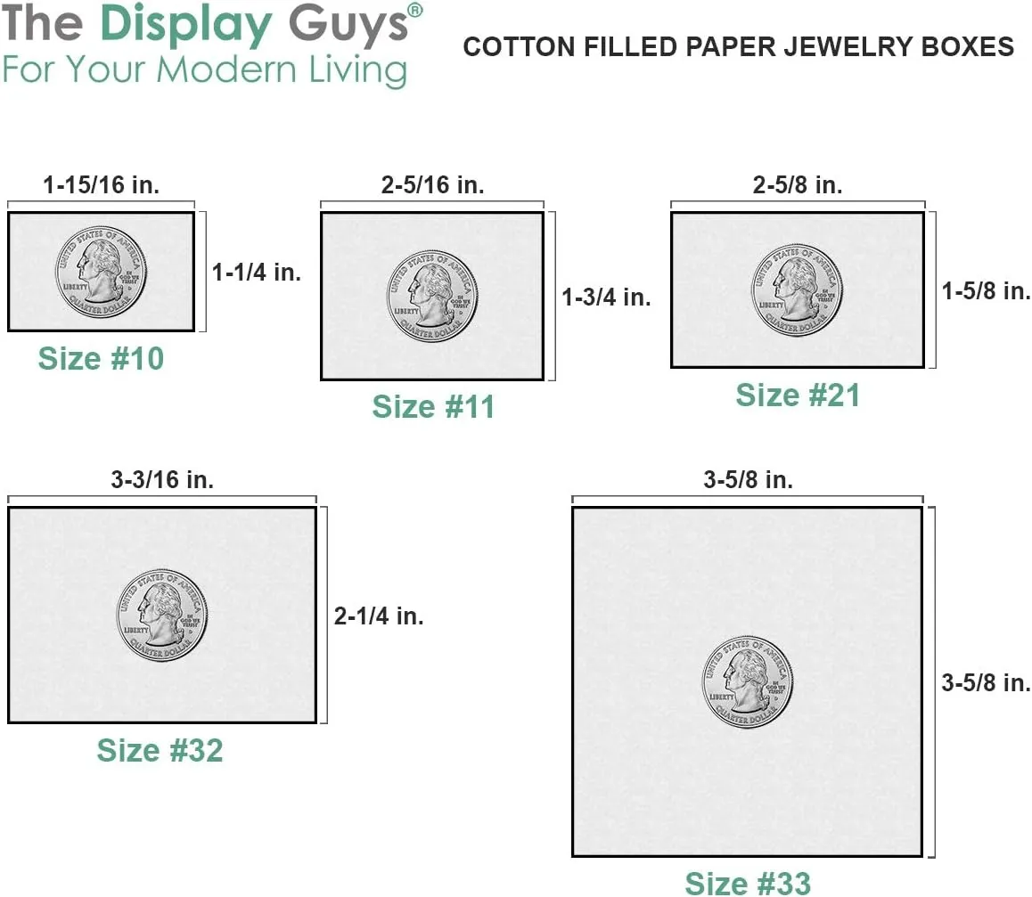 TheDisplayGuys - 25-Pack #32 Cotton Filled Cardboard Paper Jewelry Boxes Gift Case - Pearl Teal (3.3" x 2.3" x 1.0") - for Shipping or Storage