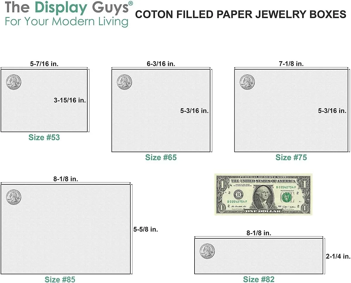 TheDisplayGuys - 25-Pack #32 Cotton Filled Cardboard Paper Jewelry Boxes Gift Case - Pearl Teal (3.3" x 2.3" x 1.0") - for Shipping or Storage