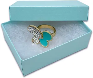 TheDisplayGuys - 25-Pack #32 Cotton Filled Cardboard Paper Jewelry Boxes Gift Case - Pearl Teal (3.3" x 2.3" x 1.0") - for Shipping or Storage
