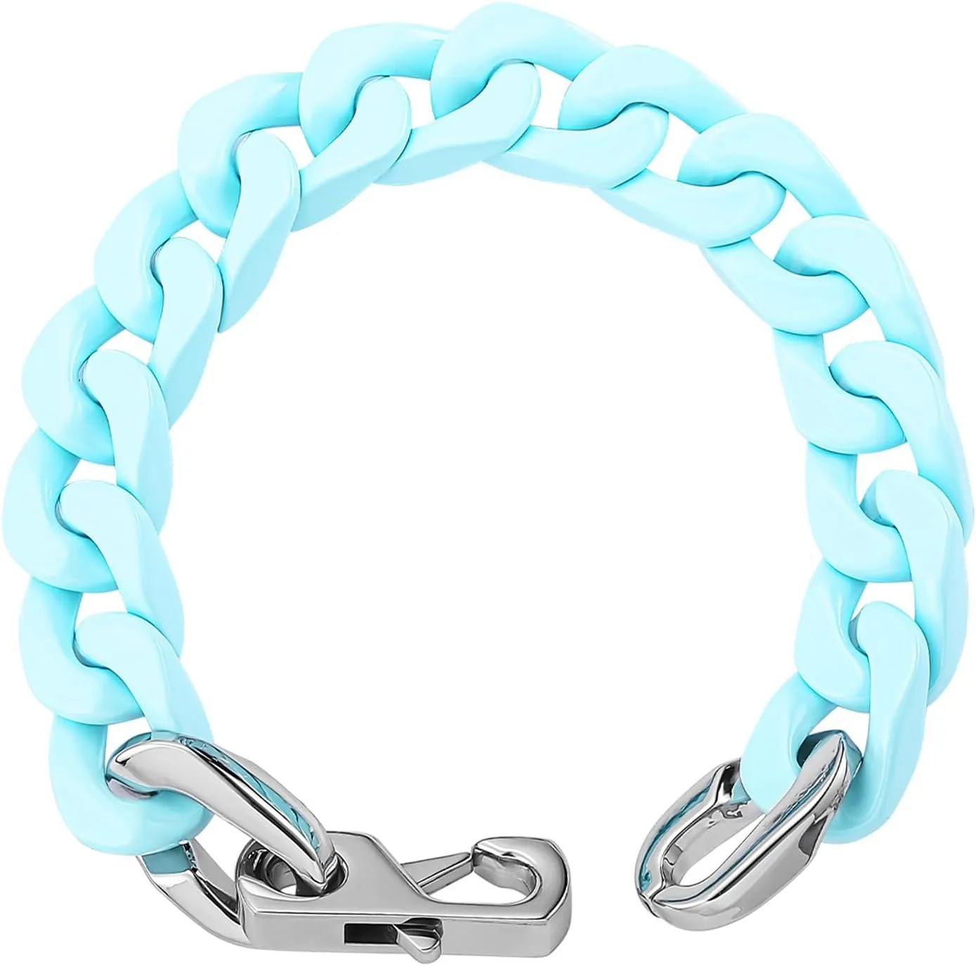 Thick Enamel Cuban Link Bracelet for Men Women,Alloy Light Weight Chunky Colorful Preppy Bracelets,Hip Hop Urban Street-Wear Jewelry