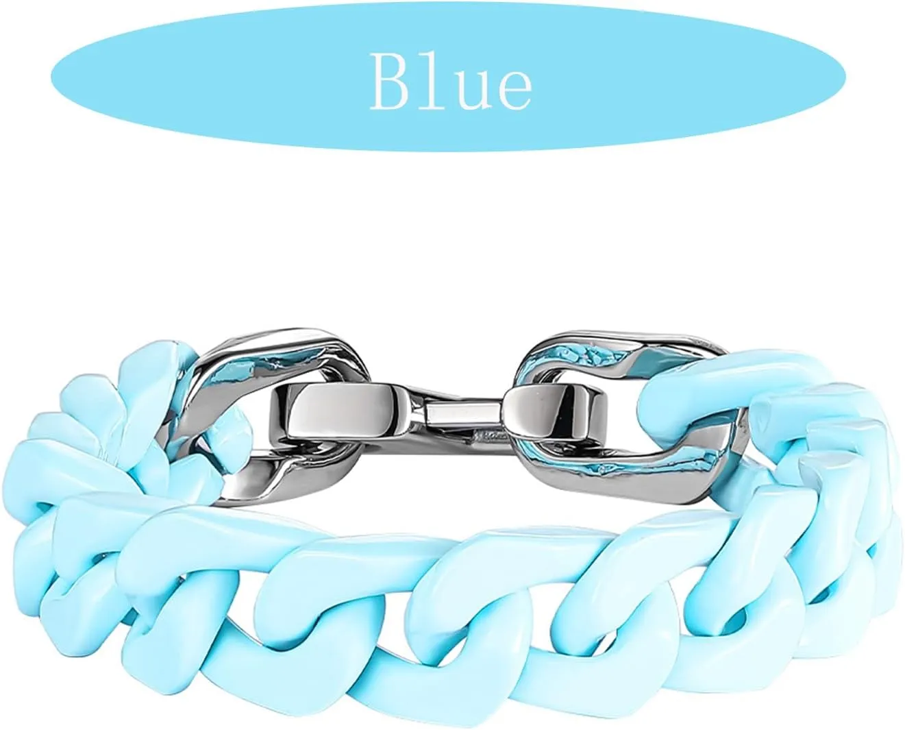 Thick Enamel Cuban Link Bracelet for Men Women,Alloy Light Weight Chunky Colorful Preppy Bracelets,Hip Hop Urban Street-Wear Jewelry