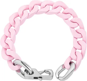 Thick Enamel Cuban Link Bracelet for Men Women,Alloy Light Weight Chunky Colorful Preppy Bracelets,Hip Hop Urban Street-Wear Jewelry