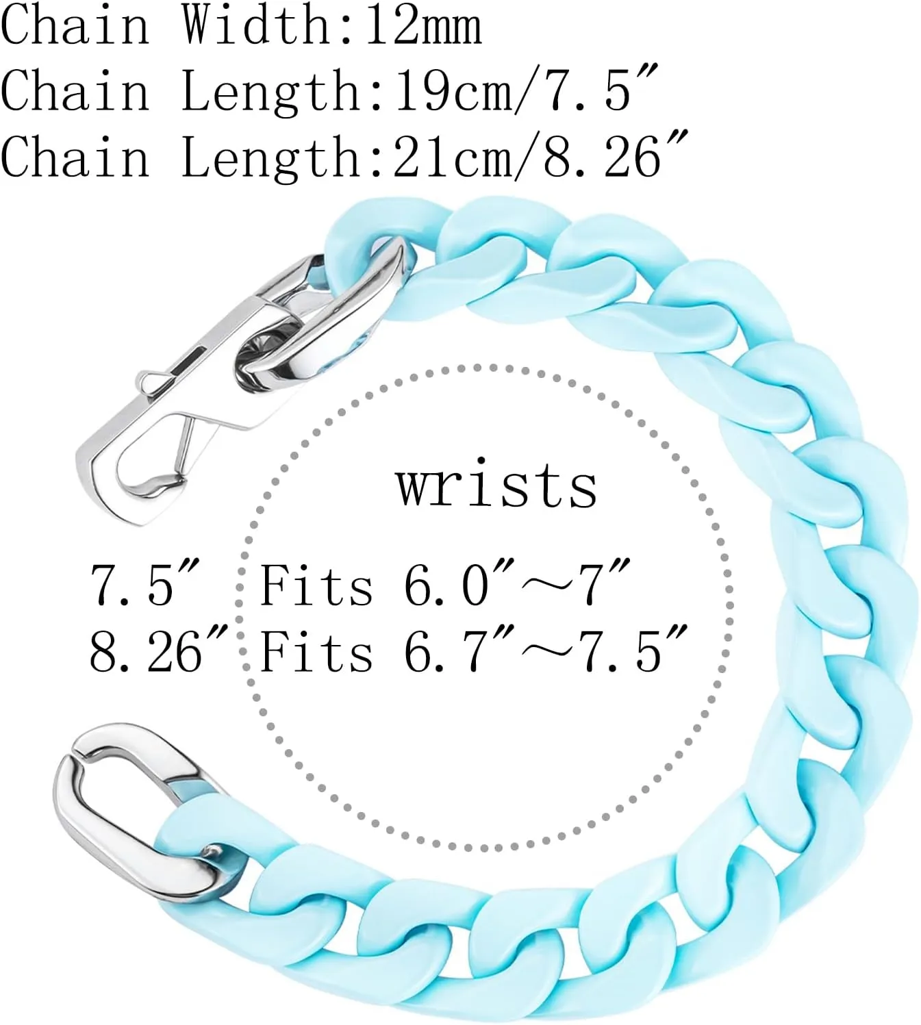 Thick Enamel Cuban Link Bracelet for Men Women,Alloy Light Weight Chunky Colorful Preppy Bracelets,Hip Hop Urban Street-Wear Jewelry