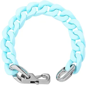 Thick Enamel Cuban Link Bracelet for Men Women,Alloy Light Weight Chunky Colorful Preppy Bracelets,Hip Hop Urban Street-Wear Jewelry