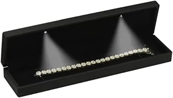 Three LED Light Black Bracelet Box Luxury LED with Light Bracelet Necklace Chain Jewelry Gift Box with 2 Lights for Women for Men