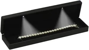 Three LED Light Black Bracelet Box Luxury LED with Light Bracelet Necklace Chain Jewelry Gift Box with 2 Lights for Women for Men
