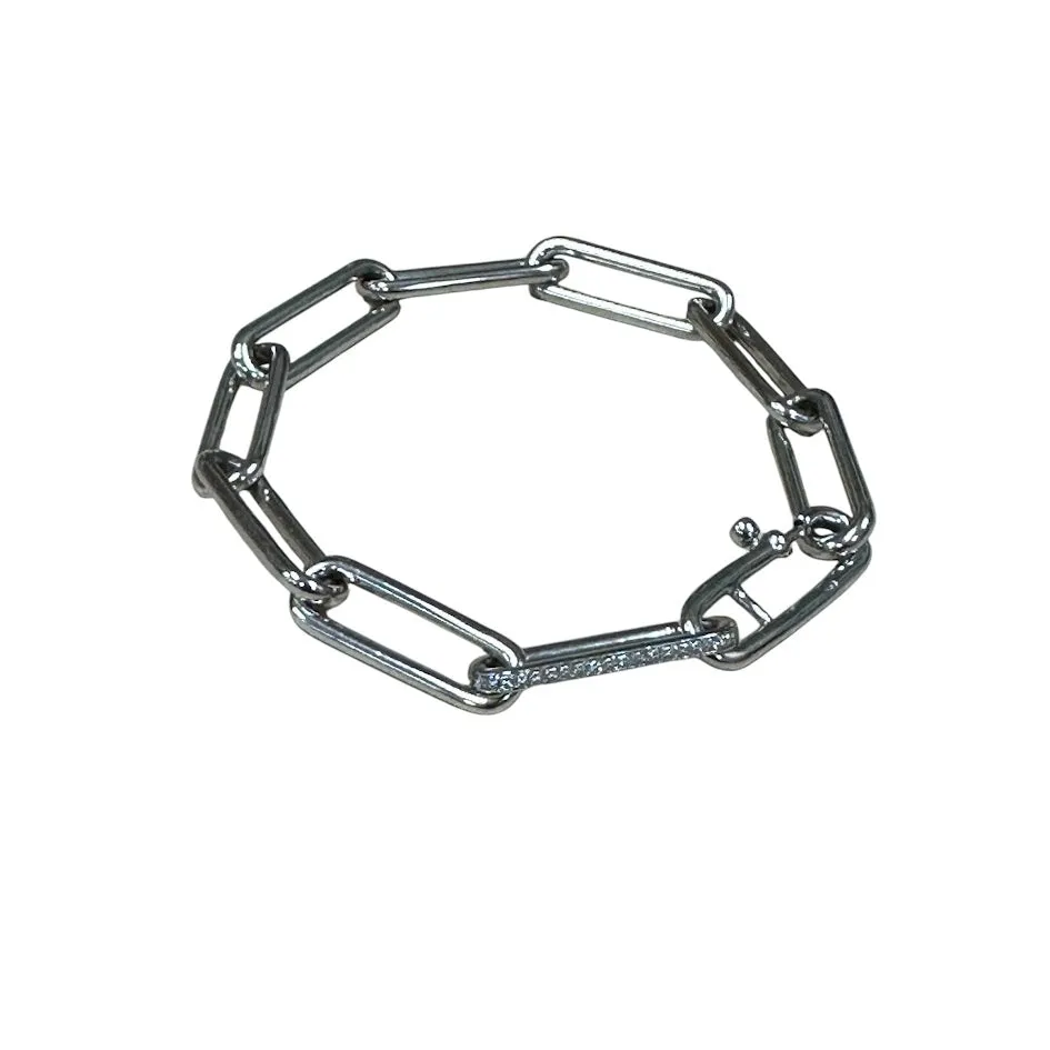 Ti Sento Sterling Silver Paperclip Milano Chain Bracelet