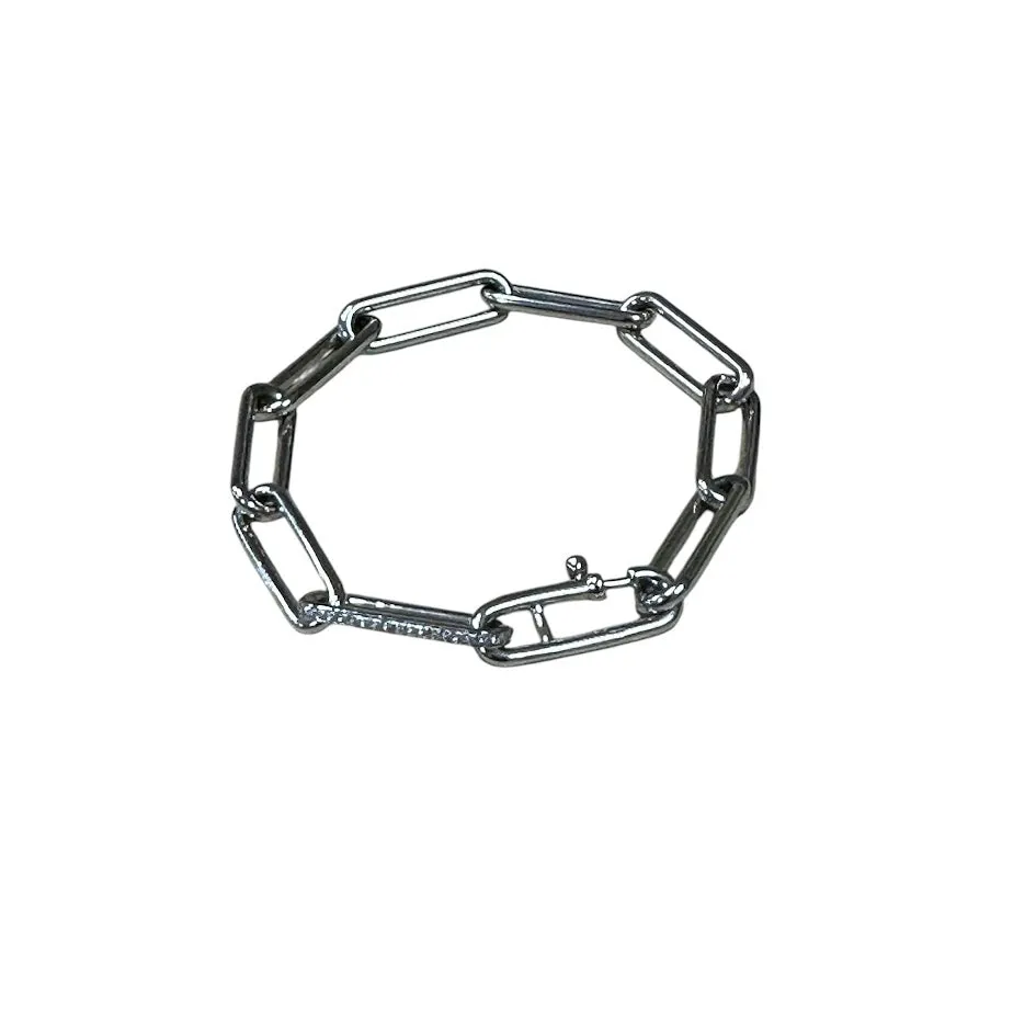 Ti Sento Sterling Silver Paperclip Milano Chain Bracelet