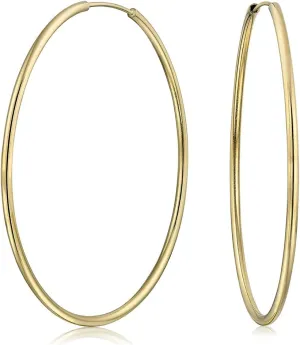Timeless Minimalist Endless Continuous Lightweight Simple Thin 2-3mm Tube Hoop Earrings Gold Plated For Women Teens Polished Finish 1.75,2, 2.5 2.75 Inch Diameter