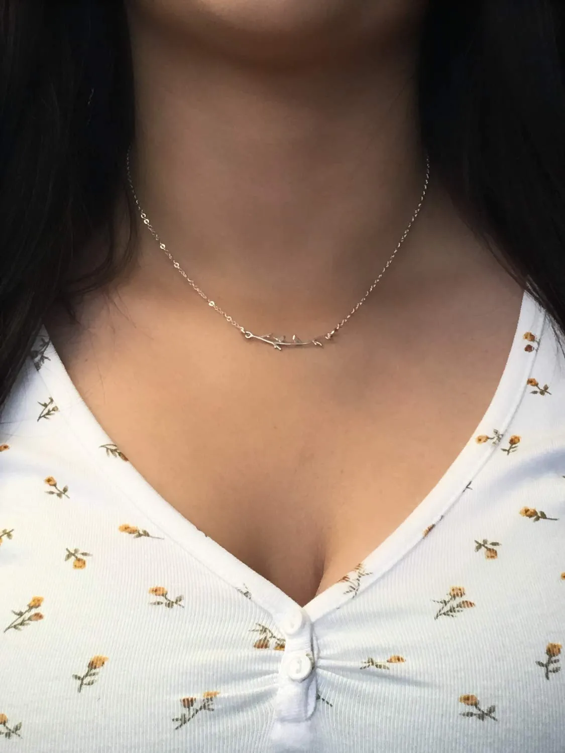 Tiny Birds on Branch Sterling Silver Charm Necklace Wren (Birds of a Feather "Card")