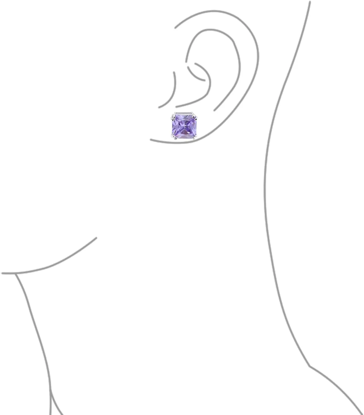 Traditional Classic Large Statement 5CT Square Princess Cut AAA CZ Solitaire Clip On Stud Earrings For Women Silver Plated Non Pierced Simulated Gemstone Jewel Colors 12MM