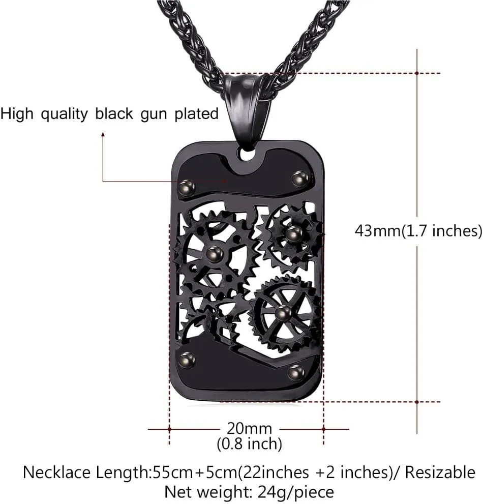 U7 Punk Necklaces Stainless Steel 18K Gold Plated Large Hip Hop Dagger/Knife/Sword/Steampunk Gear/Large Razor Blade Pendant Necklace for Men Women, Chain 22-24 Inches